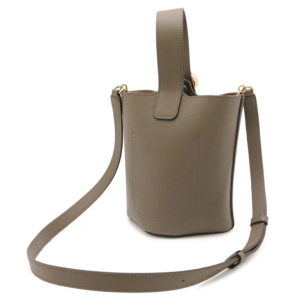 Loewe Bag Leather Pebble Gray Calfskin Shoulder Greige Handbag Bucket Gray